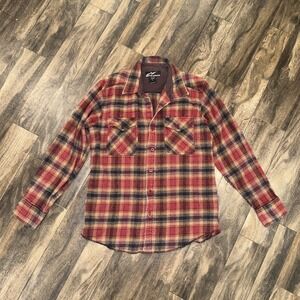 Alpinestars Flannel Plaid Button-Up Collared Shirt Men's Size Large Heavyweight